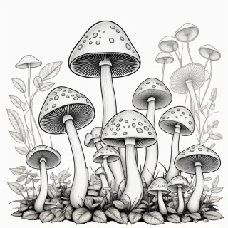 mushroom clipart black and white
