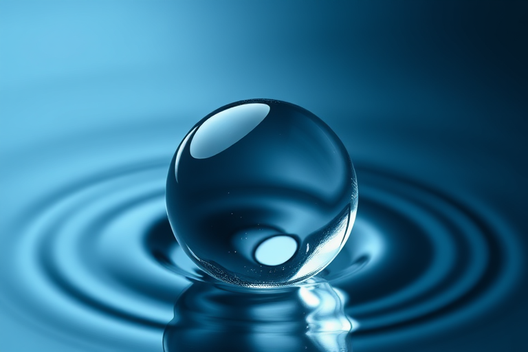 create a high-resolution digital illustration of a water droplet with a glossy finish, emphasizing transparency and reflections, captured with a Canon EOS R5 at f/2.8, ISO 100, 1/200s, using a macro lens for detailed textures and soft lighting from the side to enhance the shine and depth