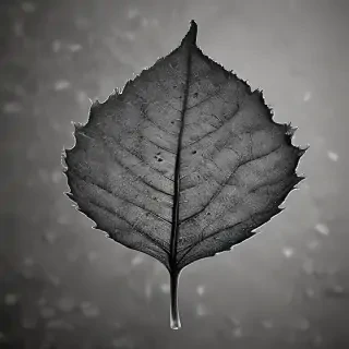 leaf in black and white