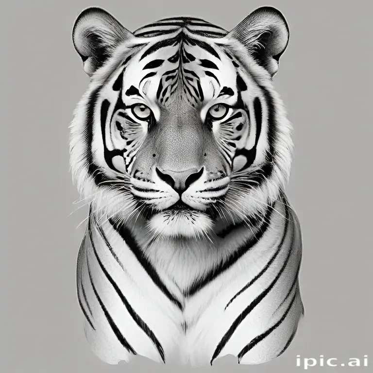 tiger clipart black and white