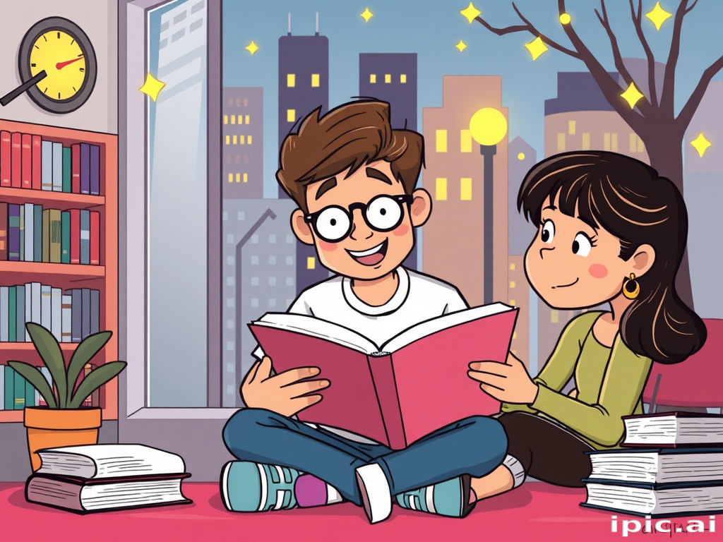 cartoon of reading