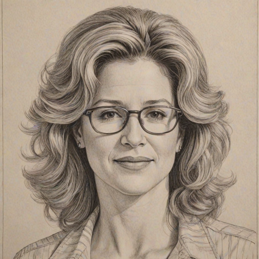 Wonderful Nancy Travis, pencil sketch, portrait of Dazzling woman 1975s in glasses, hair style beatnik, outline, clear lines, fine lines, 8k