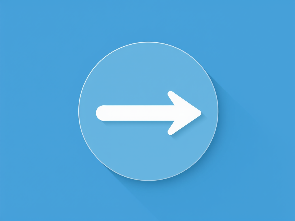 Create a flat design icon of an exit symbol with a right arrow on a blue circular background, ensuring high resolution at 300 DPI, use a 50mm f/1.8 lens for a crisp focus, set the camera view to frontal and employ a digital camera style for vector quality.