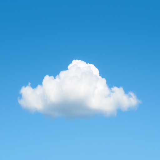generate a simple blue cloud against a plain background with high detail and soft edges using a DSLR camera, 50mm lens, f/2.8 aperture, ISO 100, focusing on the cloud in a centered view