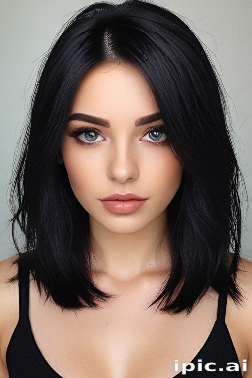 Stunning Portrait of a Young Woman with Dark Hair and Captivating Eyes