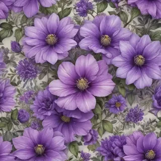 purple flowers drawing