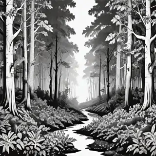 forest clipart black and white