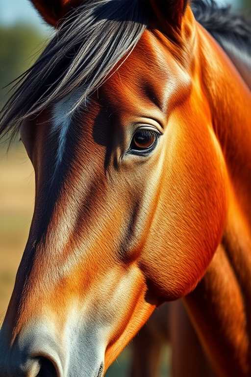 Generate a high-resolution image of a detailed horse illustration with intricate textures and shading, using a Canon EOS R5 camera, 50mm lens, f/1.8 aperture, ISO 100, natural lighting, and a portrait orientation for a clear focus on the subject.