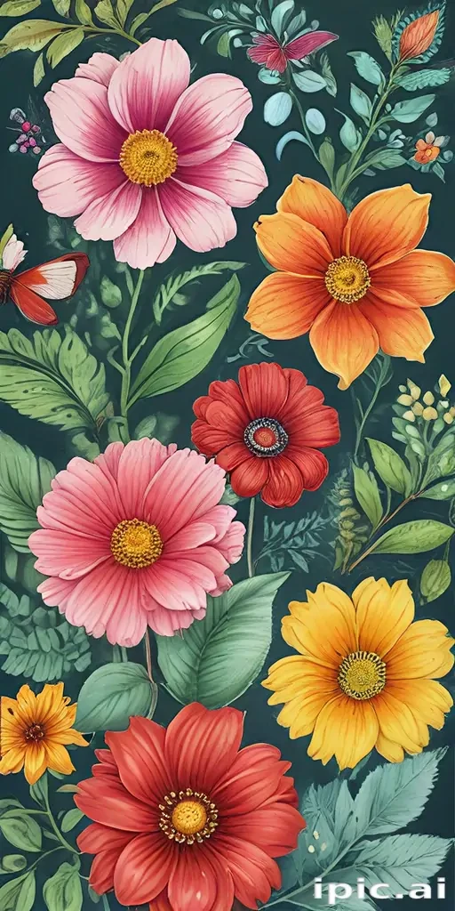 color drawings of flowers