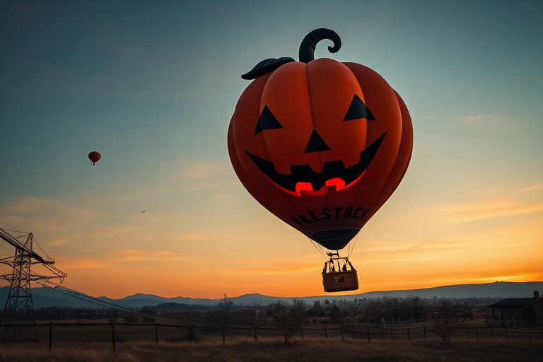 Halloween,pumpkin hot air balloon