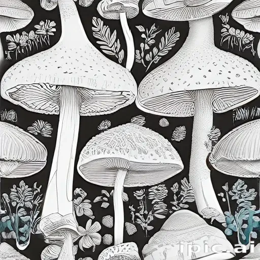mushroom line art