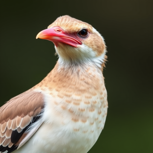 high-resolution image of a bird with a red beak and distinctive markings, captured with a Canon EOS R5, 50mm lens, aperture f/1.8, shutter speed 1/250s, ISO 100, natural light, side view, focus on the bird with a blurred background for clarity.
