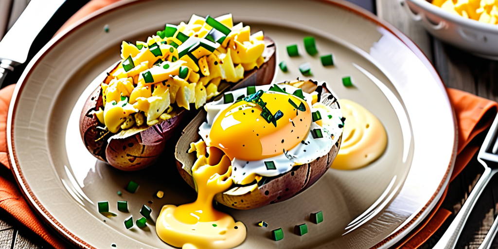 baked potato with scrambled eggs