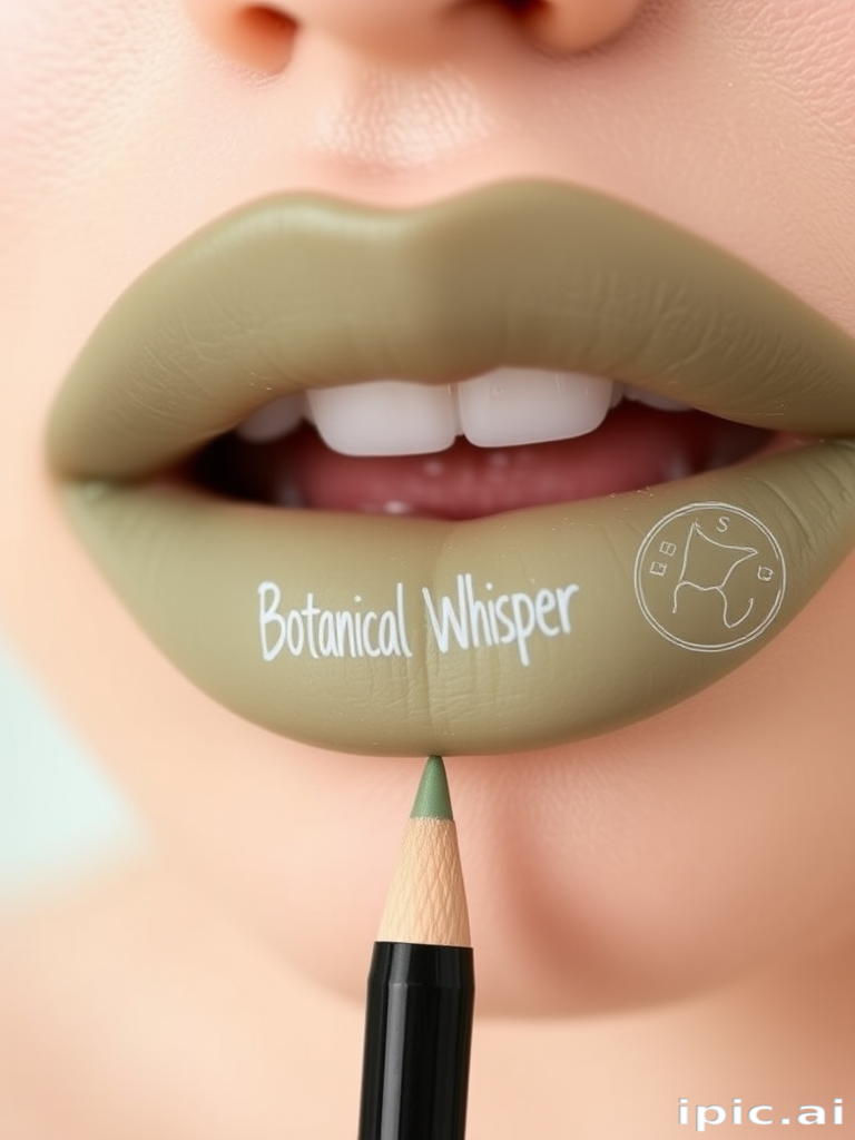 Muted sage green "Botanical Whisper" lip liner with a creamy, blendable texture, perfect for creating ombre effects or worn alone for a unique look
