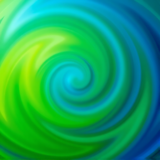 Create a vibrant swirling pattern with alternating shades of green and blue, using a Canon EOS R, 50mm lens, aperture f/2.8, shutter speed 1/60s, ISO 100, in a top-down view with a smooth gradient effect.