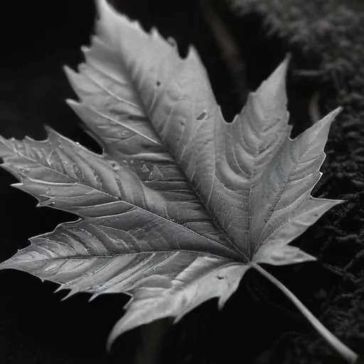 leaf in black and white