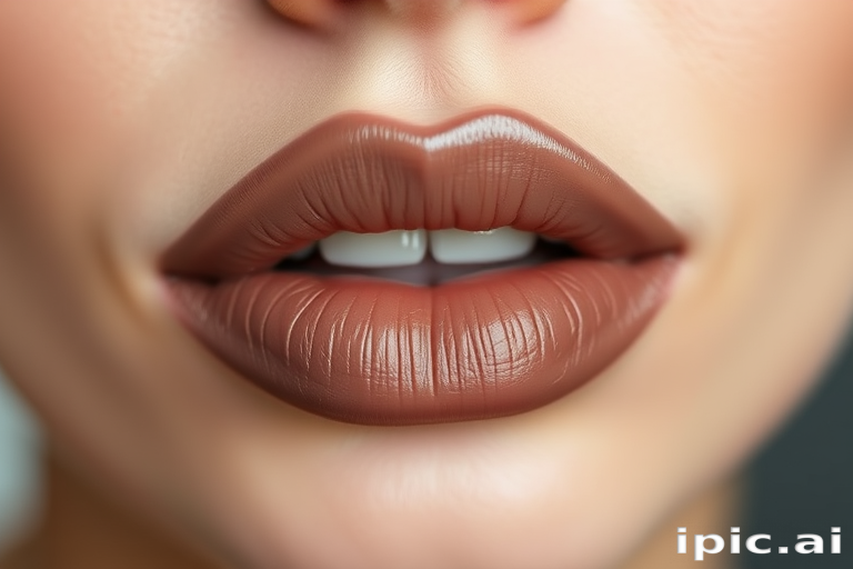 Sophisticated Taupe Whisper lip shade presenting a neutral brownish-gray tone, velvety texture, and blurring effect, perfect for achieving a polished and refined appearance
