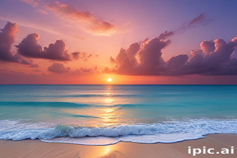 Tranquil Sunset Over the Ocean with Vibrant Colors and Gentle Waves