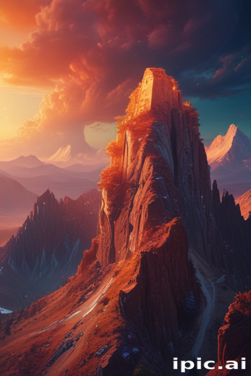 Majestic Mountain Landscape at Sunset with Vibrant Colors and Dramatic ...