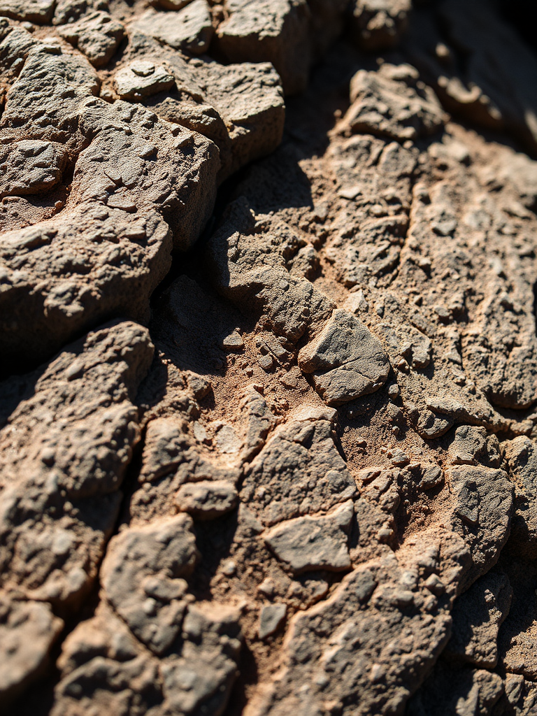 Close-up of textured rocky surface with intricate details and shadows, natural light, f/4 aperture, 1/125s shutter speed, ISO 100, taken with a DSLR camera at eye level for enhanced clarity and depth.
