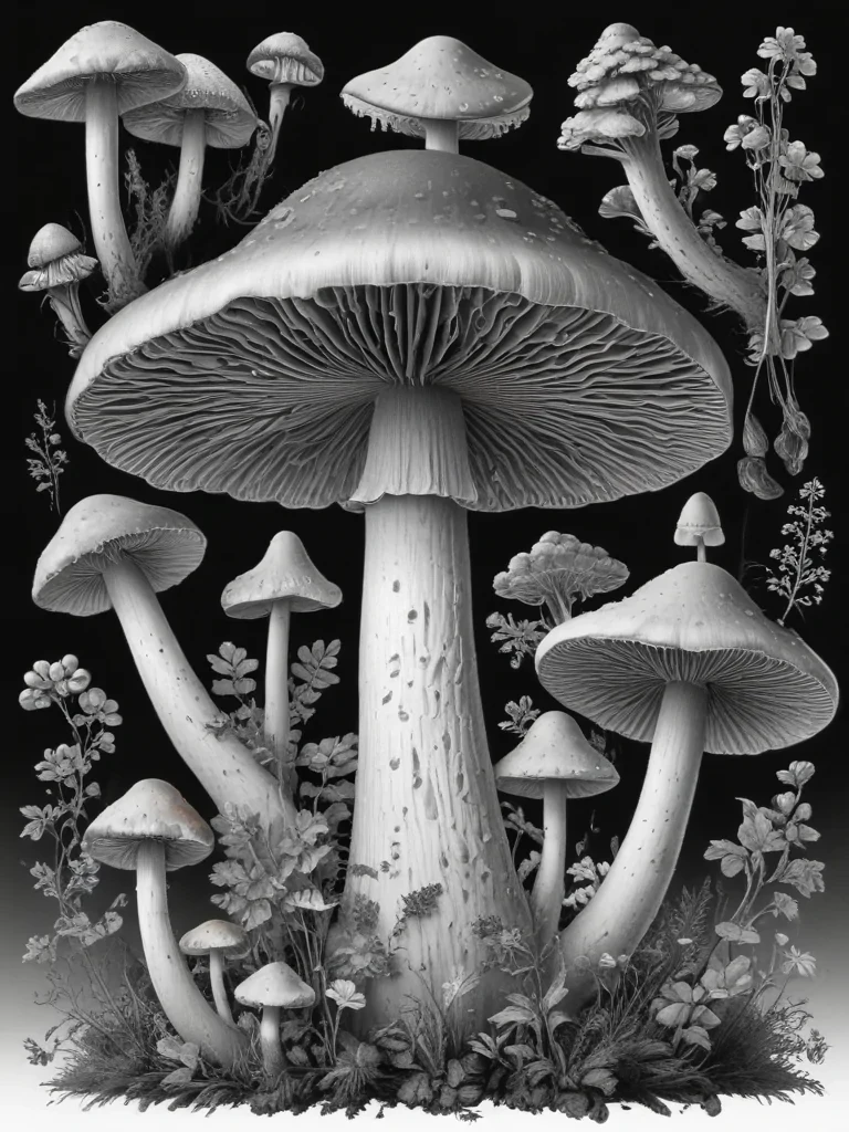 mushroom clip art black and white
