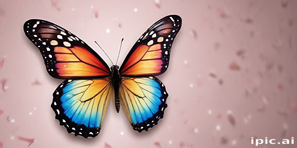A Beautiful Butterfly Displaying Vibrant Colors Against a Soft Pink ...