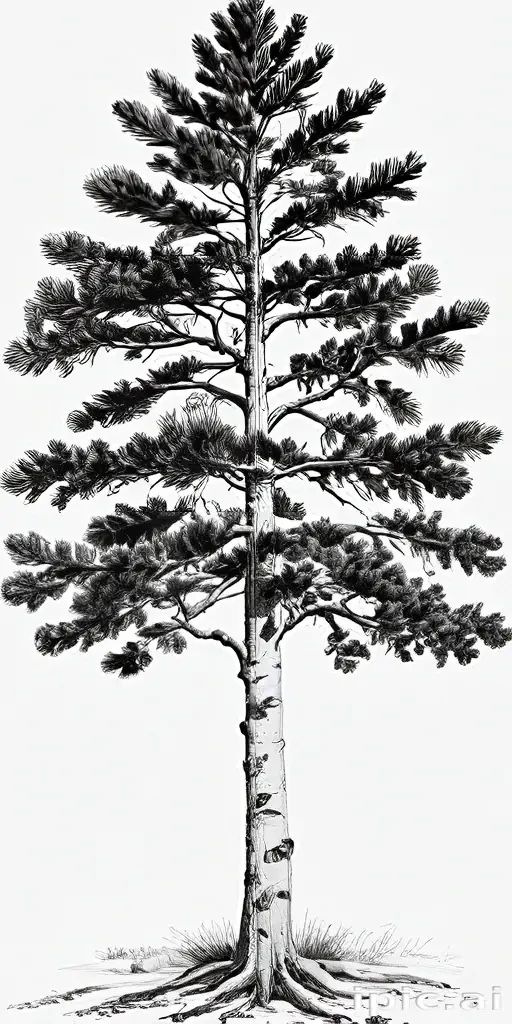 black and white pine tree clipart