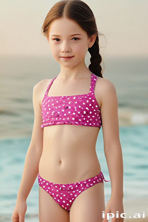 A Young Girl Enjoys A Sunny Beach Day In A Pink Polka Dot Bikini a-young-girl-enjoys-a-sunny-beach-day-in-a-pink-polka-dot-bikini