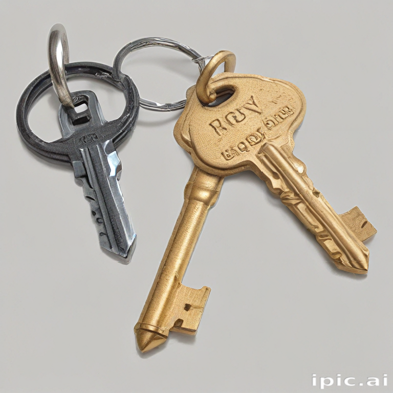 2 Diffrent Key Rings Set of Two Distinct Keys on a Ring for Security Access