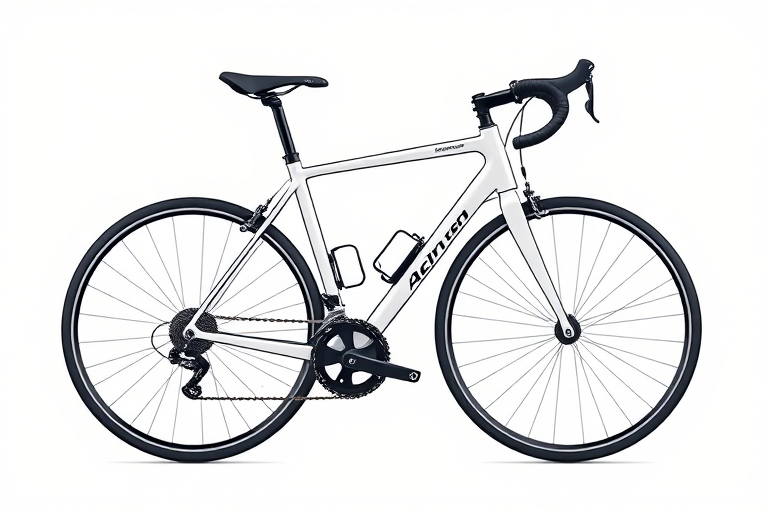 Create a high-resolution vector illustration of a modern road bicycle viewed from the side, using an ISO of 100, aperture f/8, and a shutter speed of 1/125s, in a minimalistic style with clean lines against a solid background.