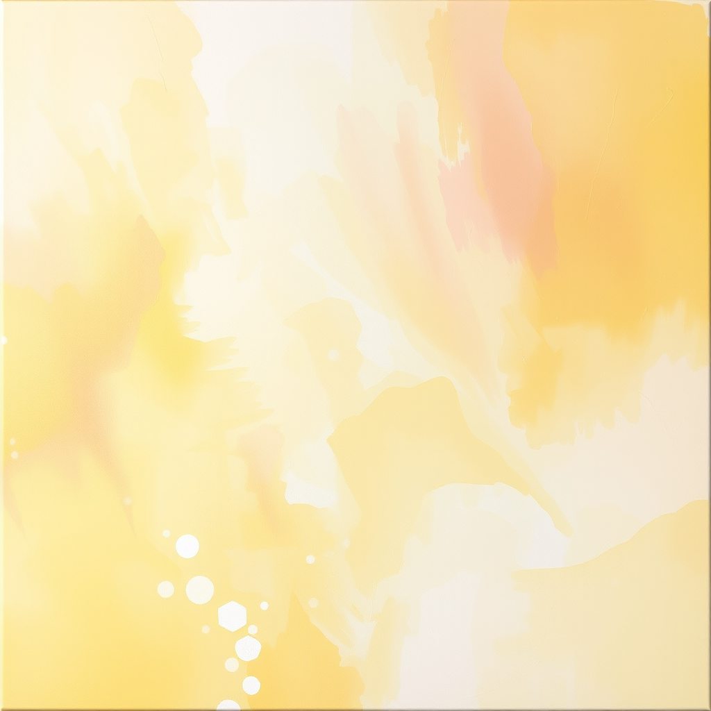 create an abstract painting with soft, blended strokes in warm shades of yellow, cream, and light pink, emphasizing a luminous and ethereal quality
