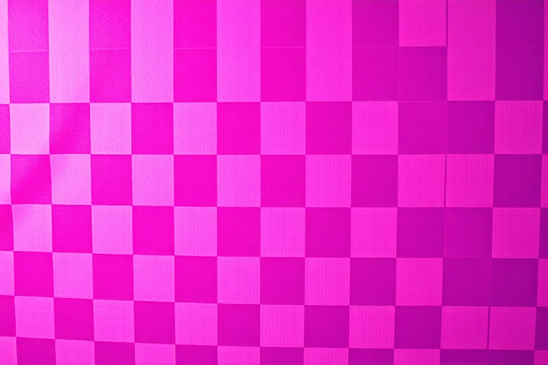 Create a vibrant pink and purple checkered pattern with a focus on high contrast, using a DSLR camera with a 50mm lens at f/2.8, ISO 100, and a shutter speed of 1/125s, in a top-down view to enhance details and textures.