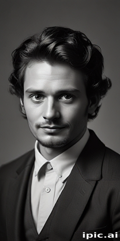 Elegant Black and White Portrait of a Young Man in Formal Attire