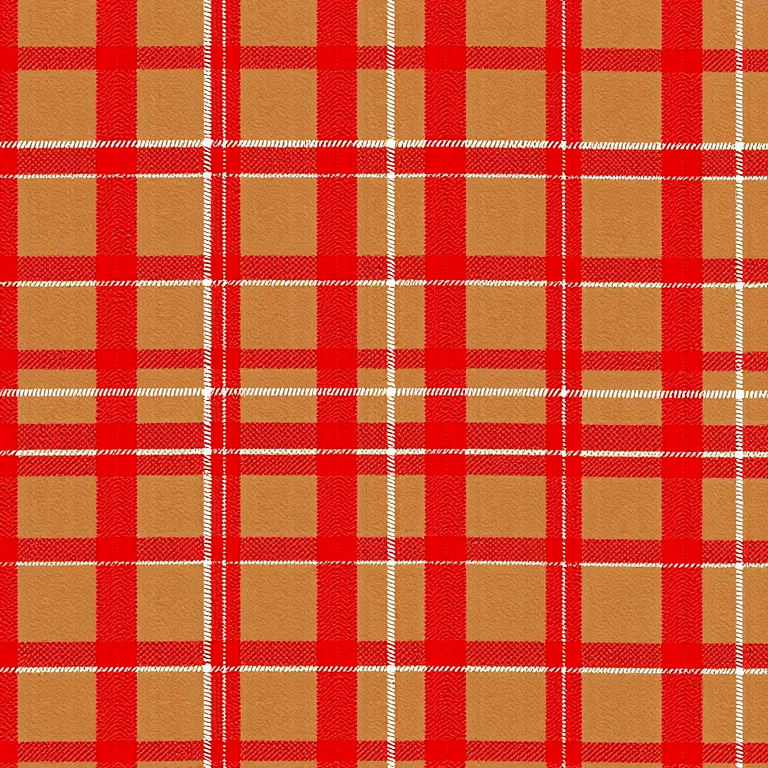 Create a vibrant red plaid pattern with white lines, high resolution 300 DPI, 50mm lens, shot from a top-down angle, using a DSLR camera with a shallow depth of field to enhance texture details.