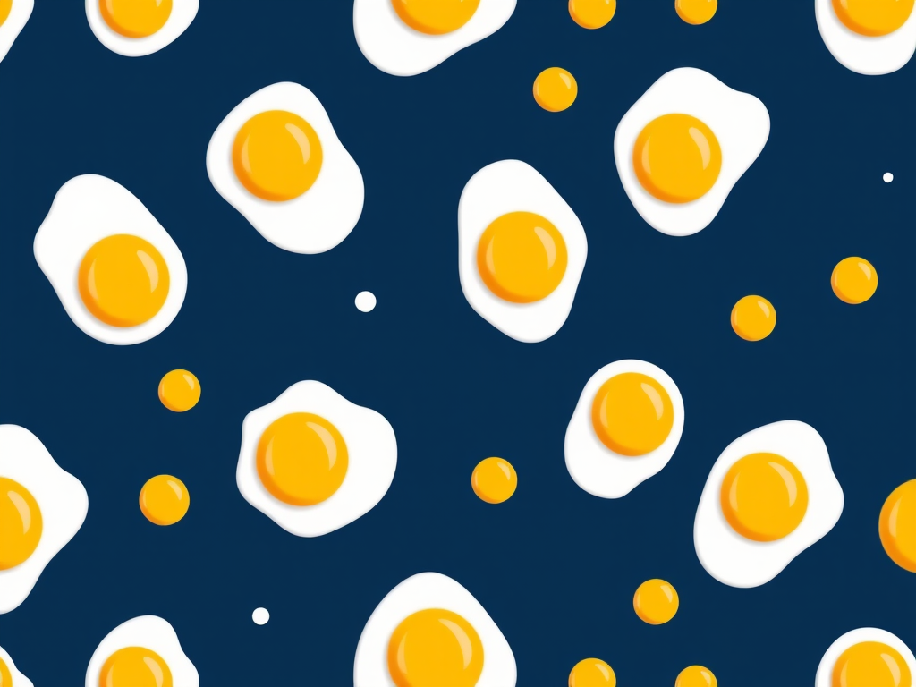 create a pattern featuring various sizes of fried eggs on a dark blue background