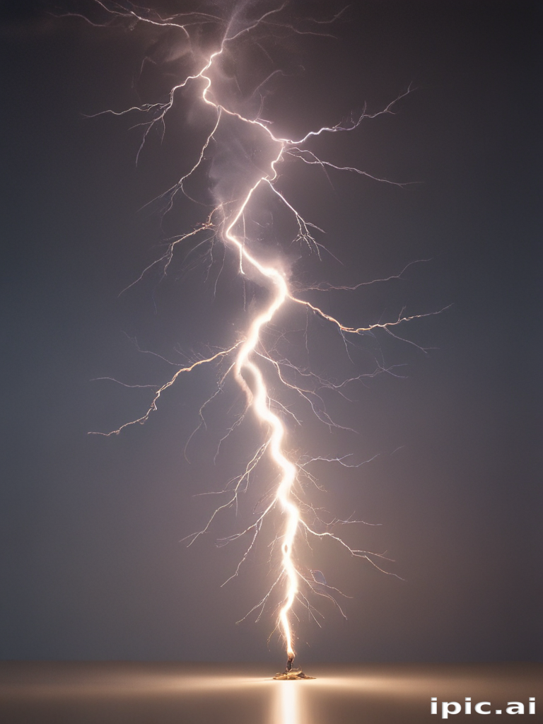 Intense Lightning Strikes Dramatically Illuminating the Dark Stormy Sky ...