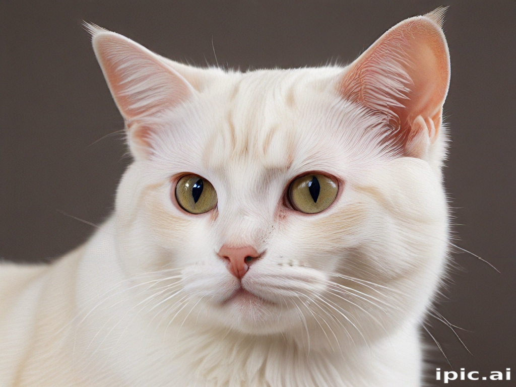 A Close-Up of a Beautiful White Cat with Striking Green Eyes.