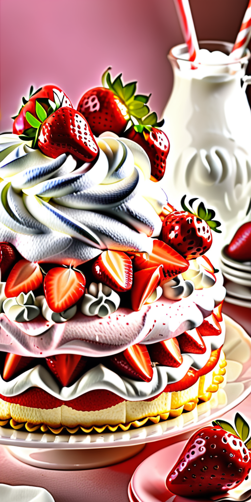 whip cream and strawberry cake
