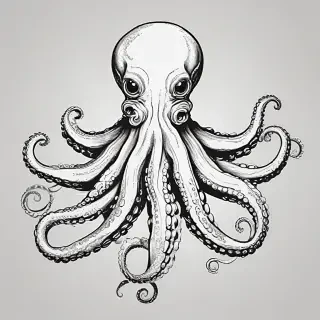 octopus clipart black and white