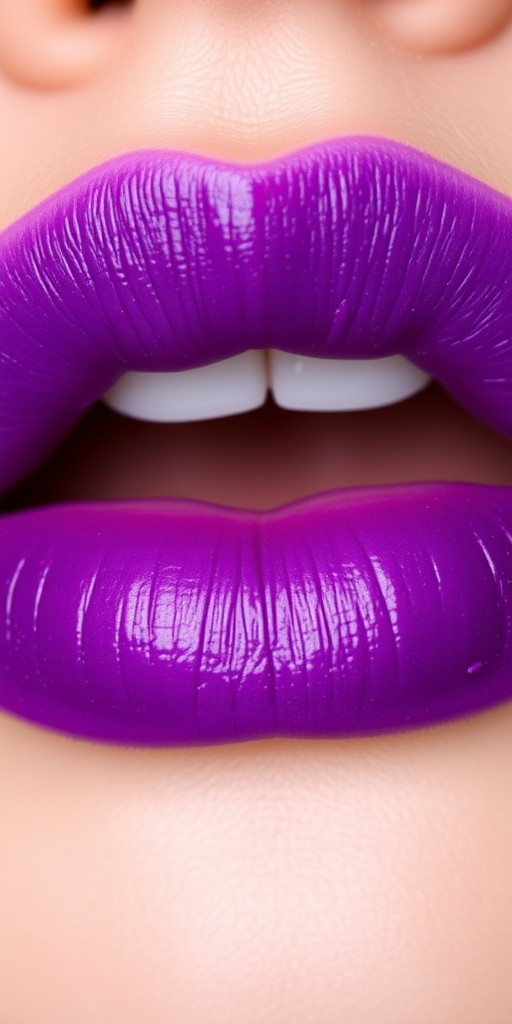 Gradient ombré lips fading from rich purple to pale lavender, christened "Twilight Haze," featuring a hydrating balm-like texture for comfort