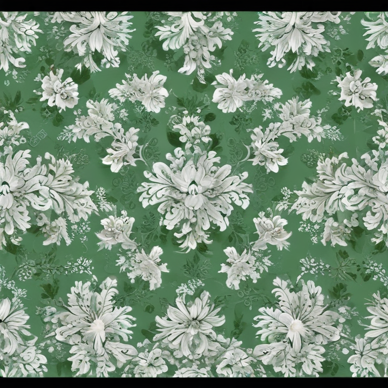 Elegant Floral Pattern with White Flowers on a Green Background Design