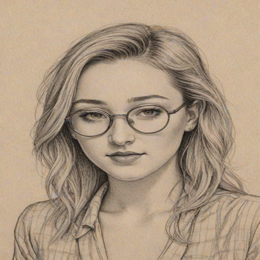 Exquisite Noah Cyrus, pencil sketch, portrait of Enticing woman 1934s in glasses, hair style beatnik, outline, clear lines, fine lines, 8k
