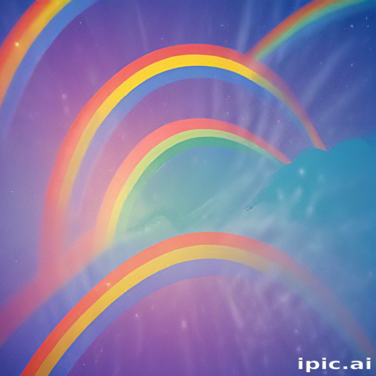 Colorful Rainbows Arcing Across a Dreamy, Ethereal Background of Soft Hues