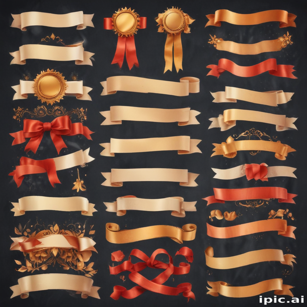 Collection of Decorative Ribbons and Banners for Various Design Purposes