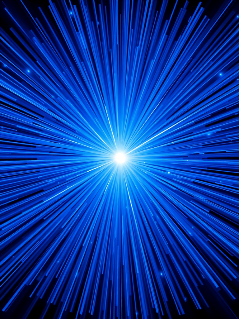 Generate a high-resolution image of a bright blue radial burst emanating from a central point, using a DSLR camera with a 50mm lens, f/1.8 aperture, ISO 100, and a shutter speed of 1/200 sec, in a high dynamic range style.