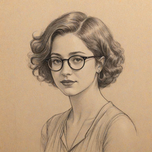 Comely Ilana Glazer, pencil sketch, portrait of Elegant woman 1928s in glasses, hair style beatnik, outline, clear lines, fine lines, 8k