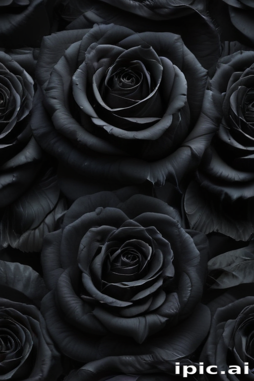 Elegant Arrangement of Deep Black Roses Against a Dark Background