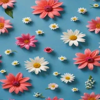 blue background with flowers