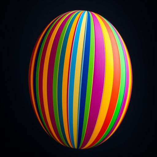 Create a high-resolution image of a multicolored striped sphere with vibrant, evenly spaced vertical stripes, using a Canon EOS 5D Mark IV camera at f/8, ISO 100, 50mm lens, with a shallow depth of field and soft, diffused lighting from a studio setup.