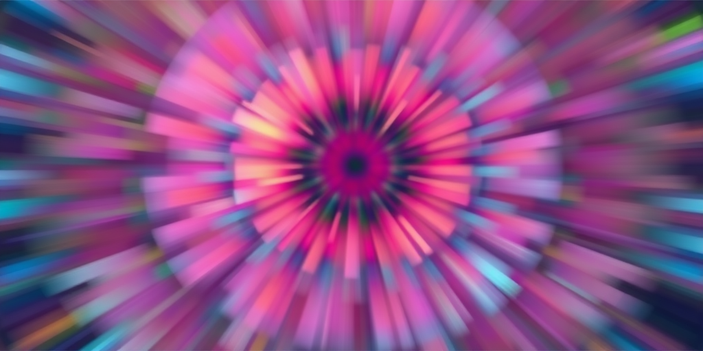 High-resolution abstract image with a vibrant radial blur effect, captured using a DSLR camera with a 50mm lens at f/1.8, ISO 100, shutter speed 1/60s, soft focus style, centered composition, bright color saturation.